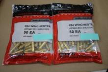 100 Pieces Winchester 284 Win Unprimed Brass Casings