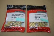 100 Pieces Winchester 284 Win Unprimed Brass Casings