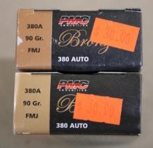 100 Rounds PMC Bronze 380 Auto FMJ Ammunition