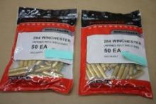 100 Pieces Winchester 284 Win Unprimed Brass Casings