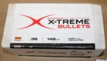 X-Treme Bullets 38 Cal. 148 Grain Wad Cutter Bullets for Reloading