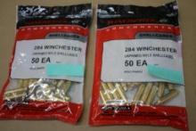 100 Pieces Winchester 284 Win Unprimed Brass Casings