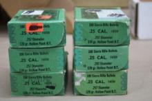 Six Boxes of 100 Sierra 25 Cal. 120 Grain HPBT Bullets for Reloading