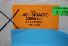 Partial Box HSM Custom 45 ACP Copper Plated Bullets for Reloading