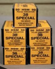250 Rounds HSM 38 Spl Police Ammunition