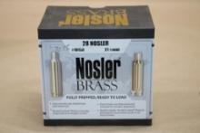Box of 25 Pieces 28 Nosler Unprimed Brass for Reloading
