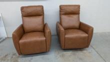 Elra Leather Swivel Power Recliner Pair