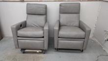 Light Gray Leather Power Recliners