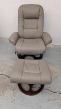 Barcalounger Tan Leather Chair and Ottoman