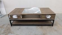 Glass Insert Coffee Table with Drawers