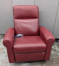 Red Leather Power Swivel Recliner