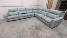Robins Egg Leather Sofa