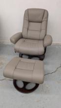 Barcalounger Tan Leather Chair and Ottoman