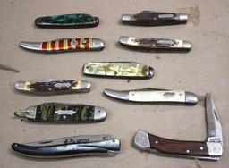 10 Mixed Folding Knives including Several Schrade Knives