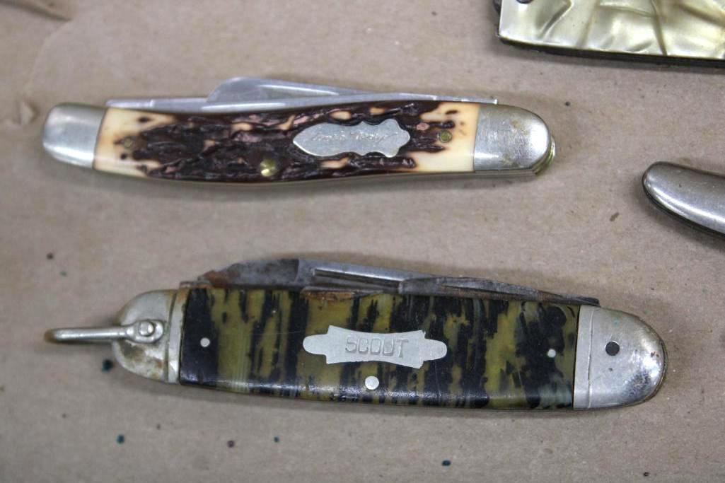 10 Mixed Folding Knives including Several Schrade Knives