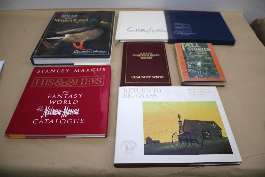 Collection of Hardcover Books Including Tall Stories by Lowell Thomas and Ducks Unlimited