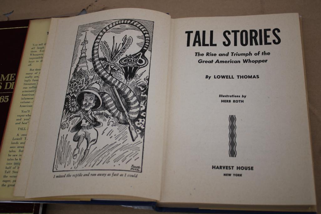 Collection of Hardcover Books Including Tall Stories by Lowell Thomas and Ducks Unlimited