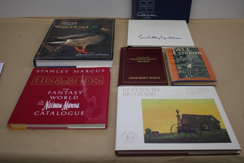 Collection of Hardcover Books Including Tall Stories by Lowell Thomas and Ducks Unlimited