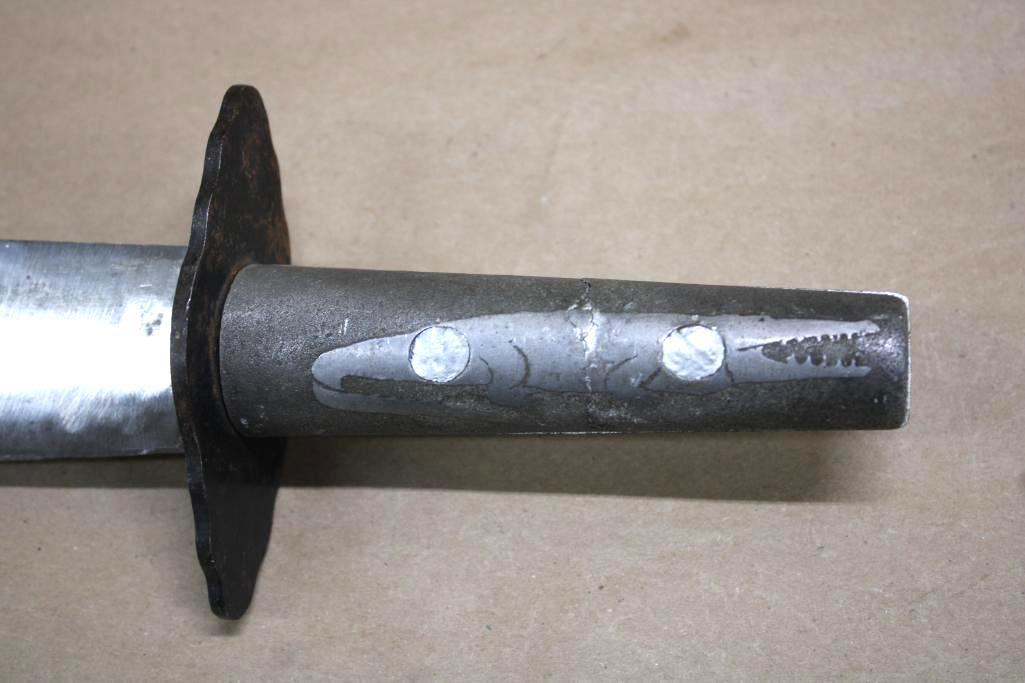 10.5" Blade Bowie Knife with Trench Art Handle