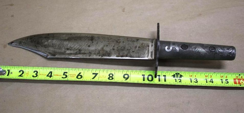10.5" Blade Bowie Knife with Trench Art Handle