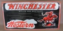 Winchester Western Rifles and Shotguns Porcelain and Steel Advertising Sign
