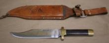 Great Large Bowie Knife in Leather Sheath