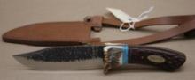 Excellent Marbles Hunting Knife with Antler Handle and Leather Sheath