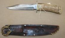 Joseph Rogers and Sons, Sheffield Bowie Knife with Horn Handle and Sheath