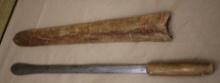 East African Billed Blade Sword with Leather Scabbard