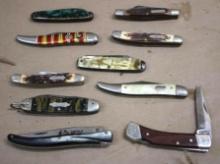 10 Mixed Folding Knives including Several Schrade Knives