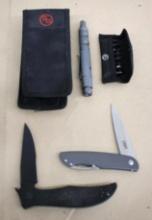Two Folding Knives and Utility Tool