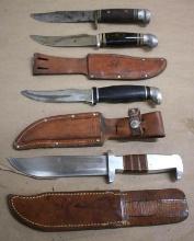 Four Fixed Blade Hunting Knives with Three Sheaths