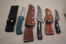 Three Old Timer Fixed Blade Knives with Sheaths