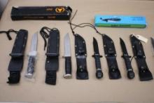 Five Mixed New Fury Survival Knives with Sheaths