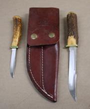 Case XX Stag Handle Knife Set in Leather Sheath