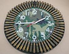 Battery Operated Clock with Live Ammunition Frame
