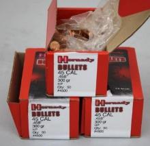 New and Open Boxes Hornady 45 Caliber Bullets for Reloading