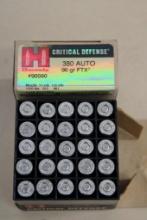 50 Rounds Hornady Critical Defense 380 Auto Ammunition