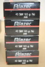 200 Rounds Blazer 40 S&W 165 Grain FMJ Ammunition