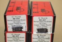 200 Rounds HTM BVAC 380 Auto Remanufactured Brass Ammunition