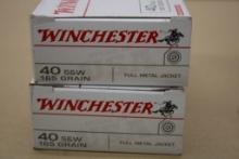 100 Rounds Winchester 40 S&W 165 grain FMJ Ammunition