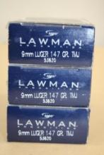 150 Rounds Speer Lawman 9mm Luger Ammunition