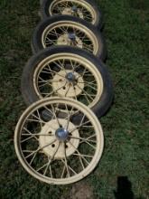 Four Model A Wheels with Three Tires