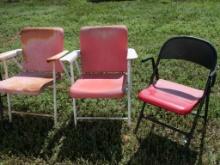 Four Vintage Metal Folding Chairs