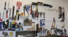 Mixed Hand Tools and All Other Contents of Pegboard