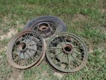 Three Model A Wheels