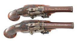 Superb Cased Pair of Diminutive Bavarian Percussion Pocket Pistols by Johan Adam Kuchenreuter