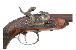 Superb Cased Pair of Diminutive Bavarian Percussion Pocket Pistols by Johan Adam Kuchenreuter