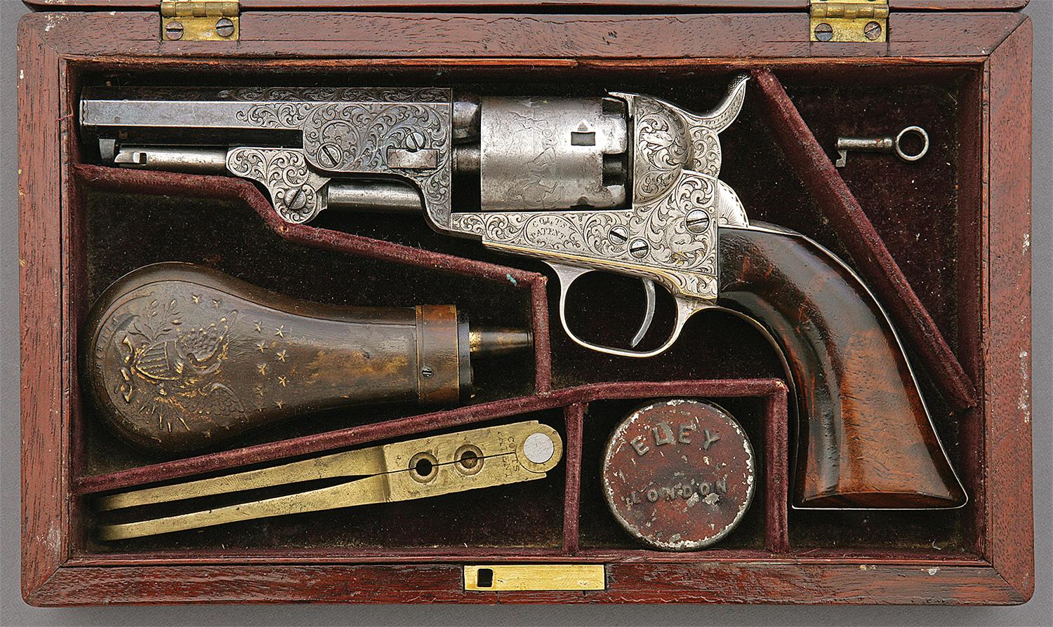 Wonderful Cased and Factory Young Engraved Colt 1849 Pocket Model Revolver