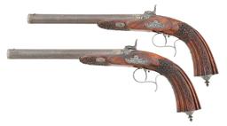 Wonderful Pair of Ornate Austrian Percussion Target Pistols by Johann Springer